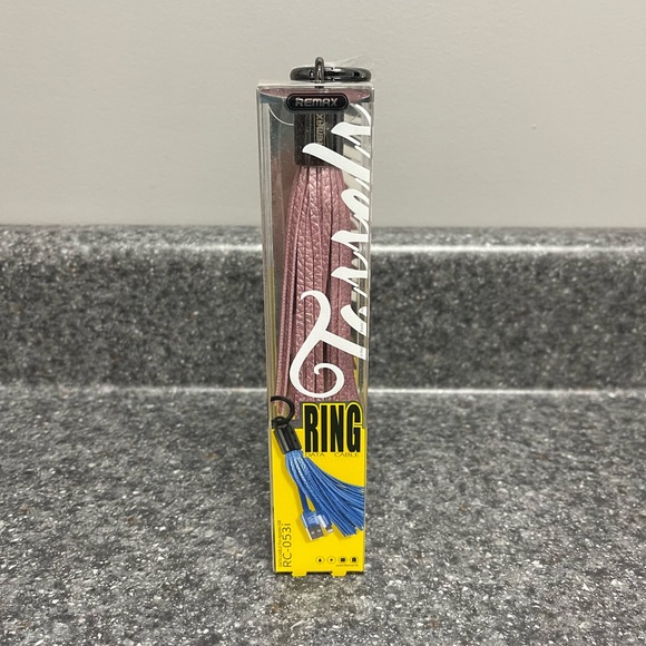 Remax NEW Pink Apple Usb Cord Tassle Ring Data Cable Keychain - Picture 1 of 3